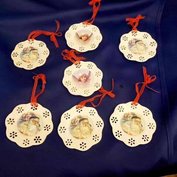 Vintage Angel & Santa Ornaments Lot of 7 - Picture 2 of 7